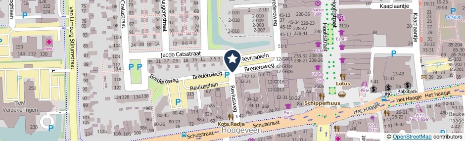 Kaartweergave Brederoweg in Hoogeveen