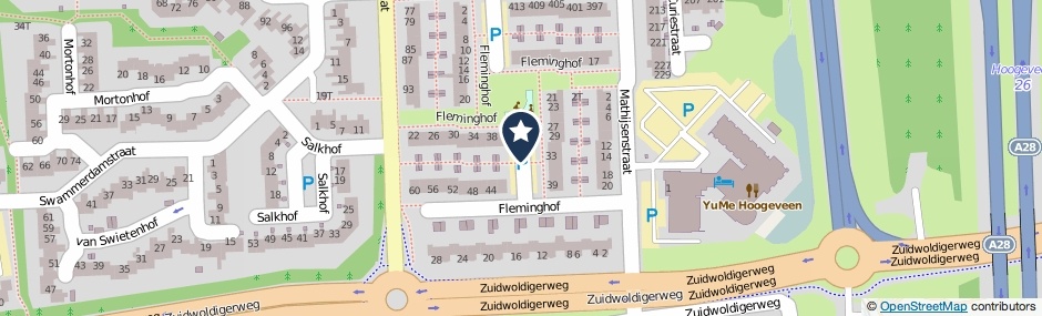 Kaartweergave Fleminghof in Hoogeveen