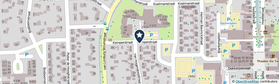 Kaartweergave Kemperstraat in Hoogeveen