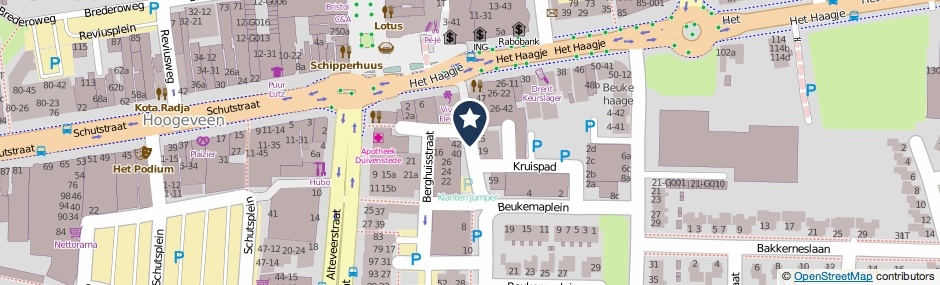 Kaartweergave Kruisstraat in Hoogeveen