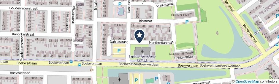 Kaartweergave Montbretiastraat in Hoogeveen