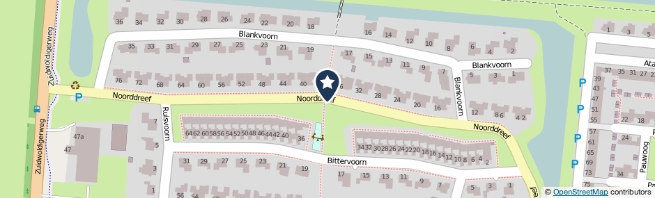 Kaartweergave Noorddreef in Hoogeveen