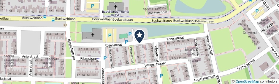 Kaartweergave Rozenstraat in Hoogeveen