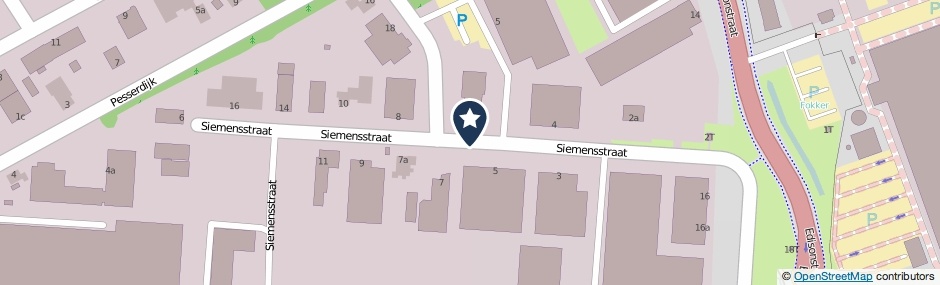Kaartweergave Siemensstraat in Hoogeveen