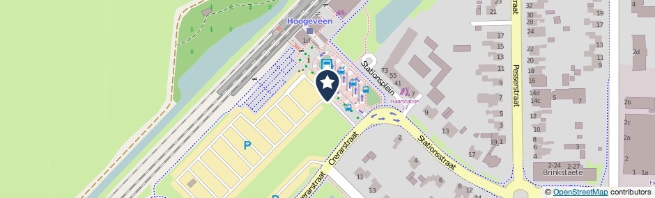 Kaartweergave Stationsplein in Hoogeveen