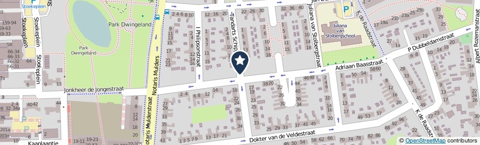 Kaartweergave Tandarts Schipperstraat in Hoogeveen