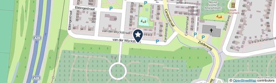 Kaartweergave Van Der Wijckstraat in Hoogeveen