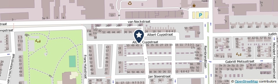 Kaartweergave Albert Cuypstraat in Hoogezand