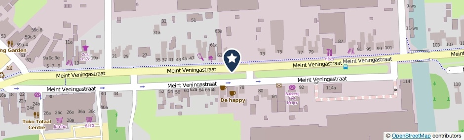 Kaartweergave Meint Veningastraat in Hoogezand