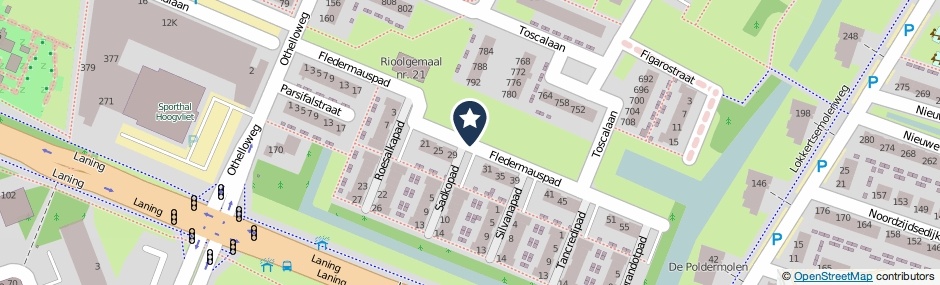 Kaartweergave Fledermauspad in Hoogvliet Rotterdam