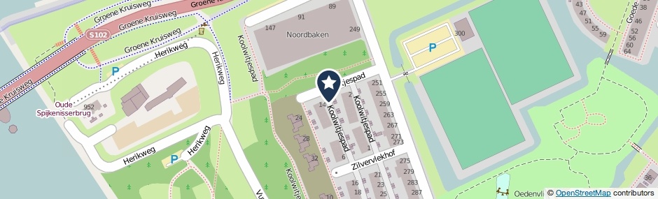 Kaartweergave Koolwitjespad in Hoogvliet Rotterdam