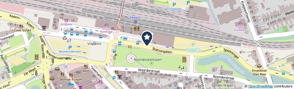 Kaartweergave Stationsplein in Hoorn (Noord-Holland)
