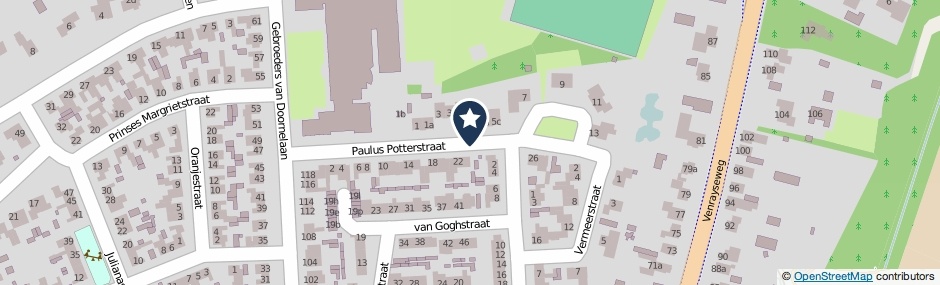 Kaartweergave Paulus Potterstraat in Horst