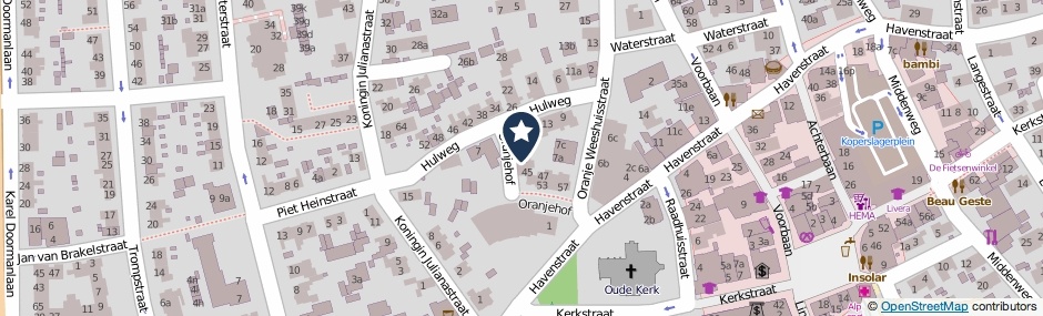 Kaartweergave Oranjehof 21 in Huizen