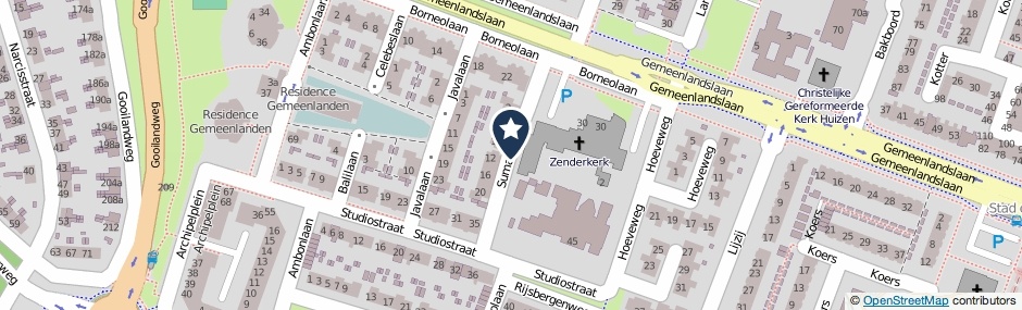 Kaartweergave Sumatralaan in Huizen