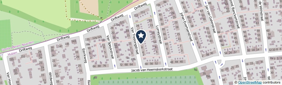 Kaartweergave Van Treslongstraat 12 in Huizen