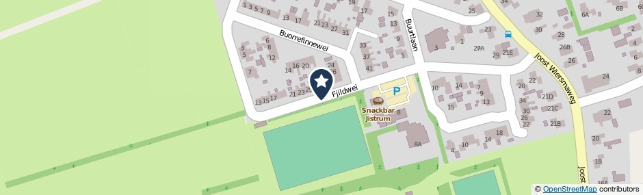 Kaartweergave Fjildwei in Jistrum