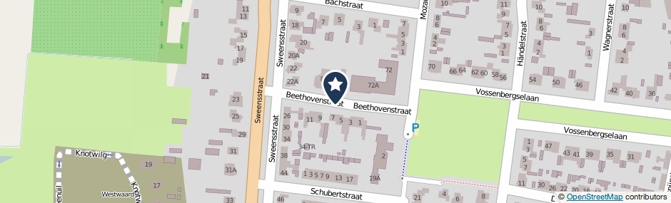 Kaartweergave Beethovenstraat in Kaatsheuvel