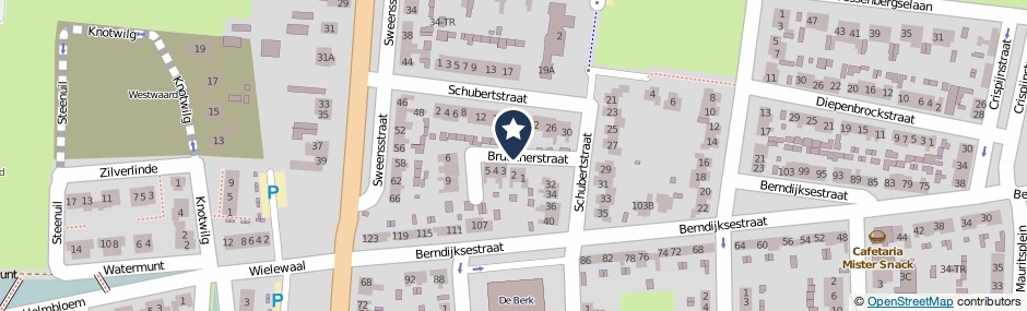 Kaartweergave Brucknerstraat in Kaatsheuvel