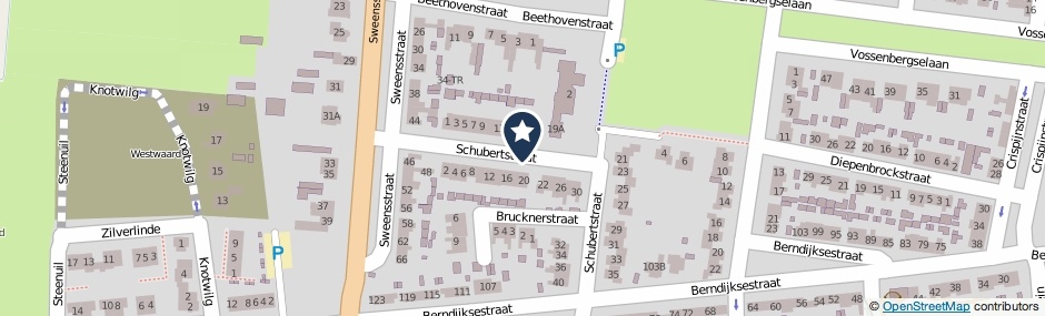 Kaartweergave Schubertstraat in Kaatsheuvel