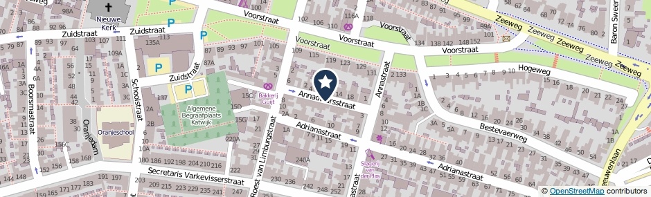 Kaartweergave Annadwarsstraat in Katwijk (Zuid-Holland)