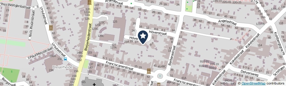 Kaartweergave Hoverstraat 13 in Kerkrade