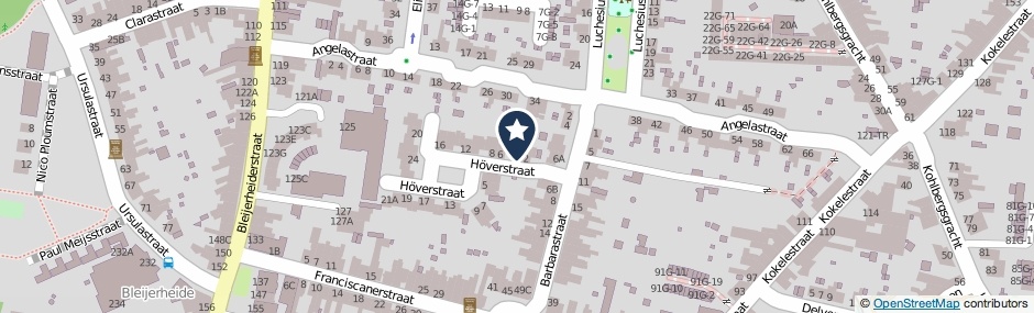 Kaartweergave Hoverstraat 4 in Kerkrade