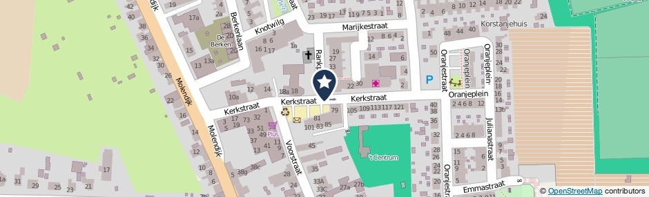 Kaartweergave Kerkstraat in Klaaswaal