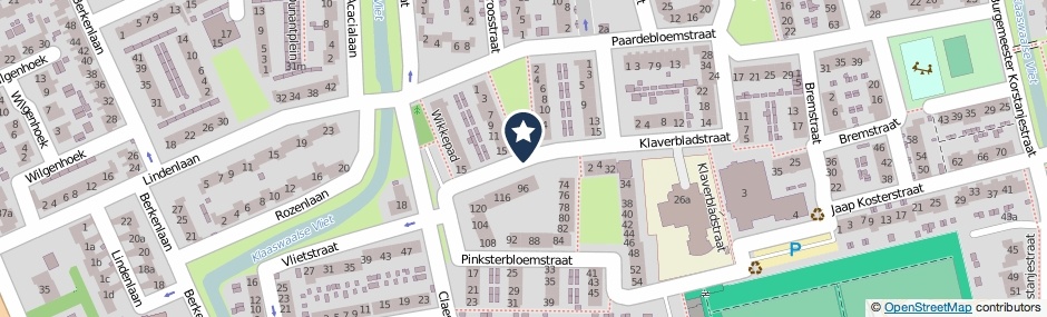 Kaartweergave Pinksterbloemstraat in Klaaswaal