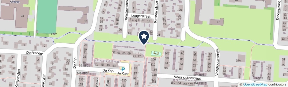 Kaartweergave Leggerstraat in Klazienaveen