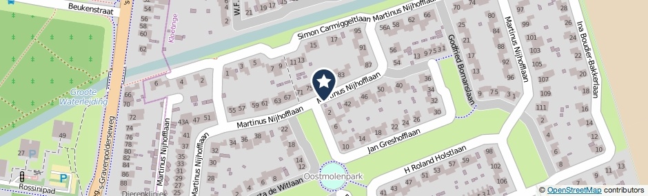 Kaartweergave Martinus Nijhofflaan in Kloetinge