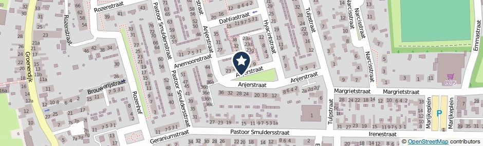 Kaartweergave Anjerstraat in Kloosterzande