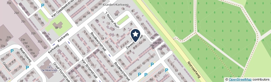 Kaartweergave Zweedsestraat in Klundert