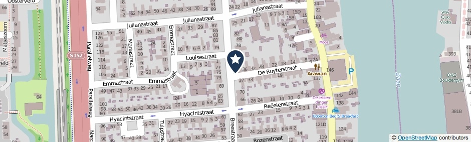 Kaartweergave De Ruyterstraat 40 in Koog Aan De Zaan