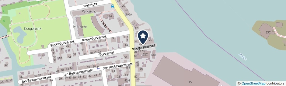 Kaartweergave Hoogstraat 2-E in Koog Aan De Zaan