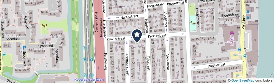 Kaartweergave Krokusstraat 37 in Koog Aan De Zaan