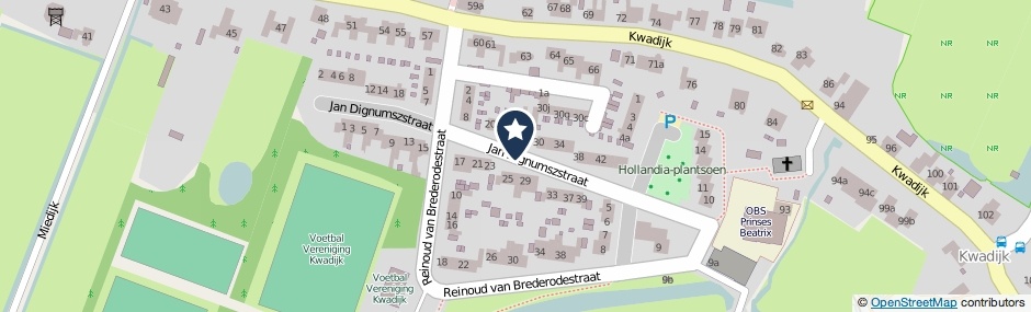 Kaartweergave Jan Dignumszstraat in Kwadijk