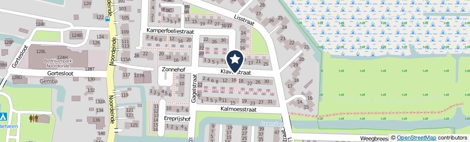 Kaartweergave Klaverstraat in Landsmeer
