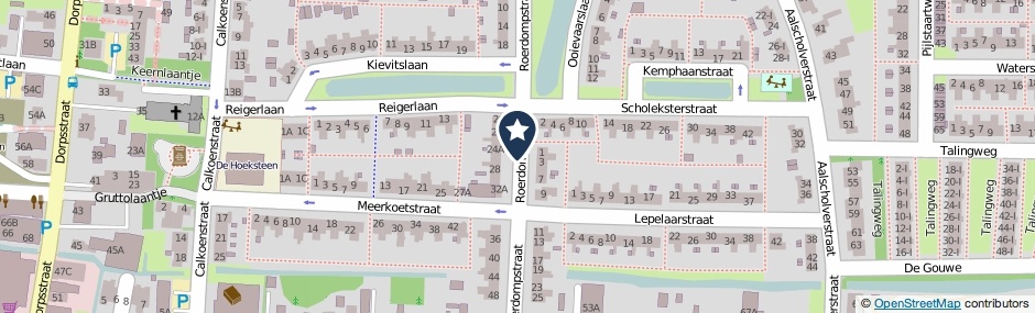 Kaartweergave Roerdompstraat in Landsmeer