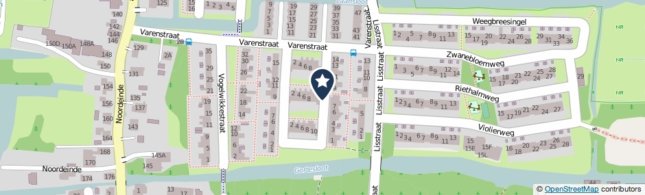 Kaartweergave Vossestaartstraat in Landsmeer