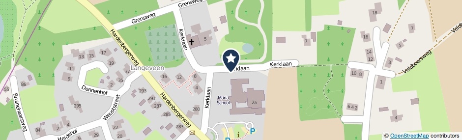 Kaartweergave Kerklaan in Langeveen