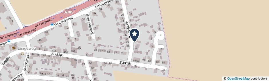 Kaartweergave Danielstraat 13 in Langeweg