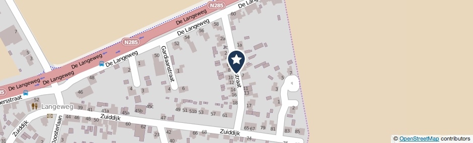 Kaartweergave Danielstraat in Langeweg