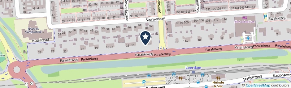 Kaartweergave Parallelweg 14 in Leerdam