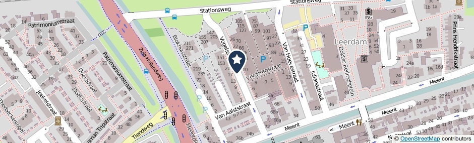 Kaartweergave Vogelsangstraat in Leerdam