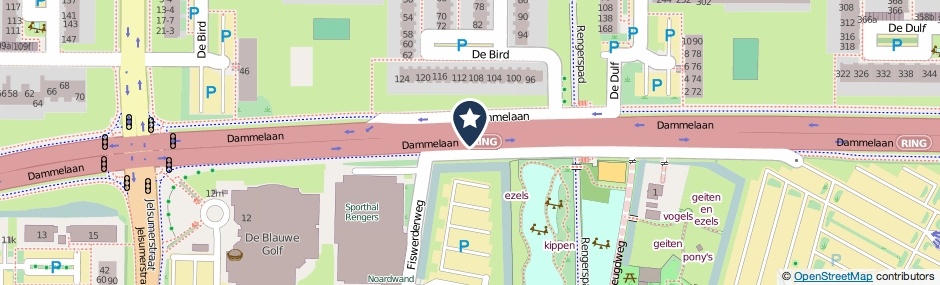 Kaartweergave Dammelaan in Leeuwarden