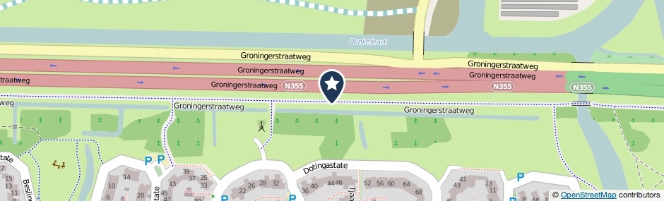 Kaartweergave Groningerstraatweg in Leeuwarden