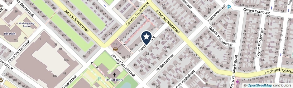 Kaartweergave Hondiusstraat in Leeuwarden