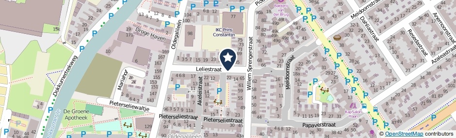 Kaartweergave Leliestraat in Leeuwarden