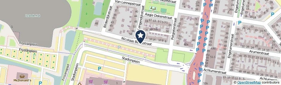 Kaartweergave Nicolaas Beetsstraat in Leeuwarden